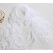 Eropean Style Popular Polyester Chiffon Pure Color White Scarf